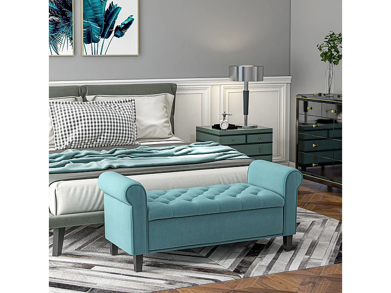 Banc rembourré,banc de lit,banc d'assise aspect velours,banc de couloir avec rangement