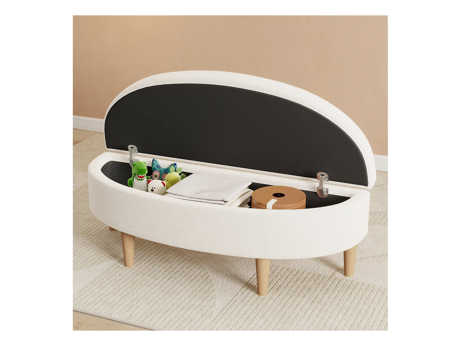 Gestoffeerde banken,nachtkastjes,nachtkastjes,halfronde krukken,voorgevormde banken