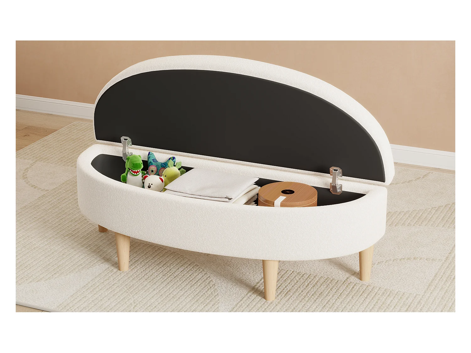 Gestoffeerde banken,nachtkastjes,nachtkastjes,halfronde krukken,voorgevormde banken