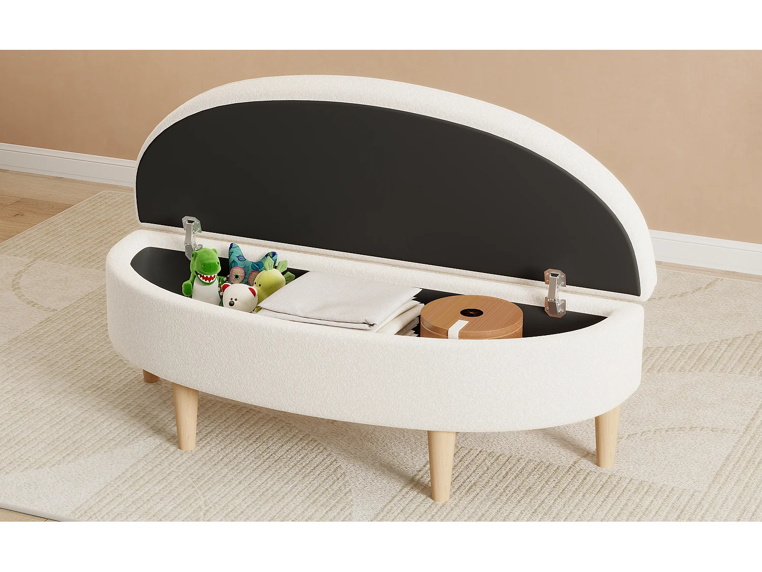 Gestoffeerde banken,nachtkastjes,nachtkastjes,halfronde krukken,voorgevormde banken