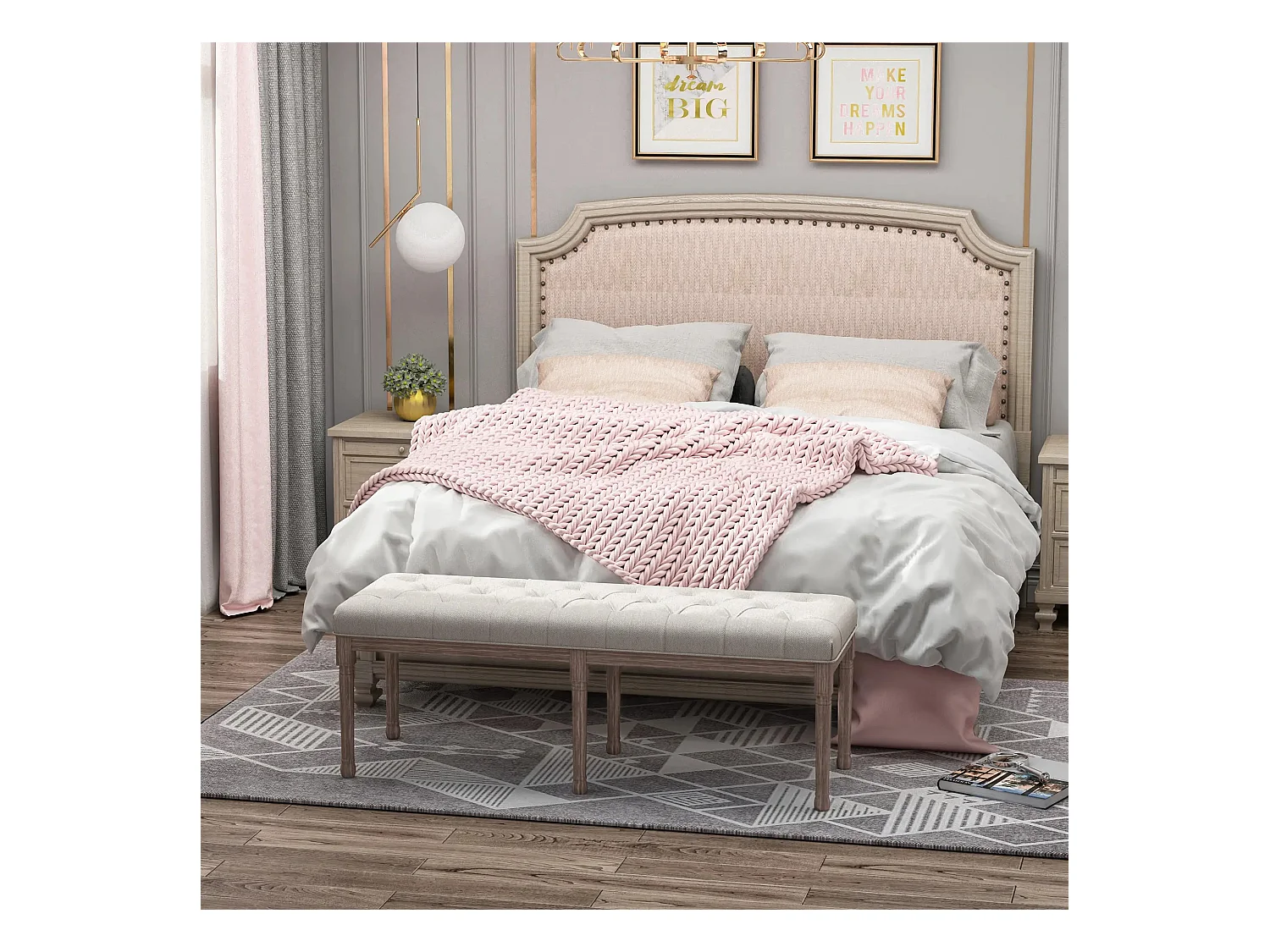 Banc rembourré,tabouret de salon,vintage rétro avec boutons,bois de lin1 42x47x51cm