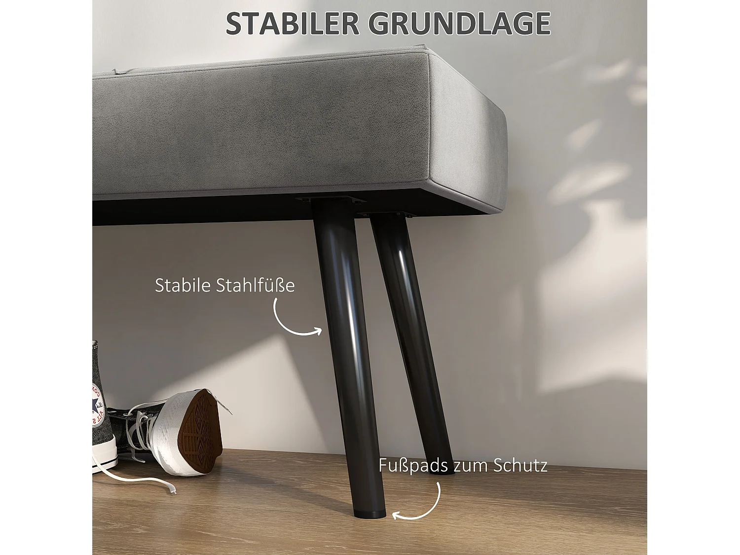 Gestoffeerde bank,fluwelen look,bank,bedbank,halbank,X-patroon,tot 120 kg,grijs,100 x 36 x 45 cm