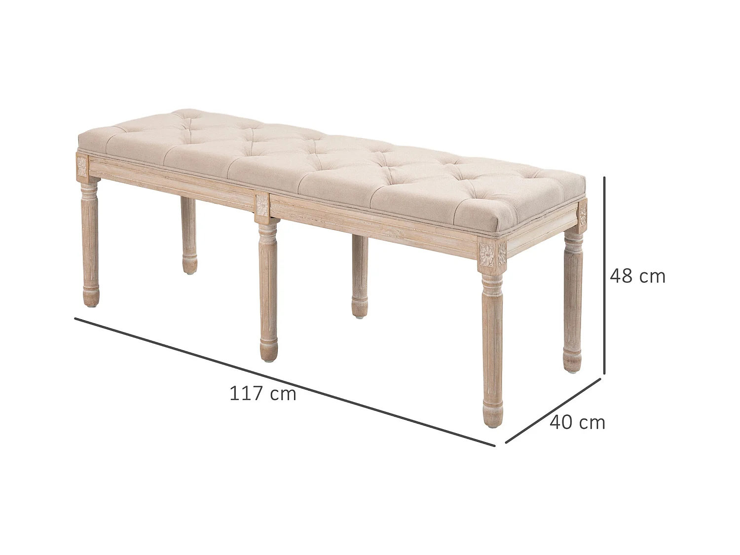 Polsterbank Vintage 117x40x48cm Sitzbank Bettbank Schlafzimmerbank mit Knöpfen