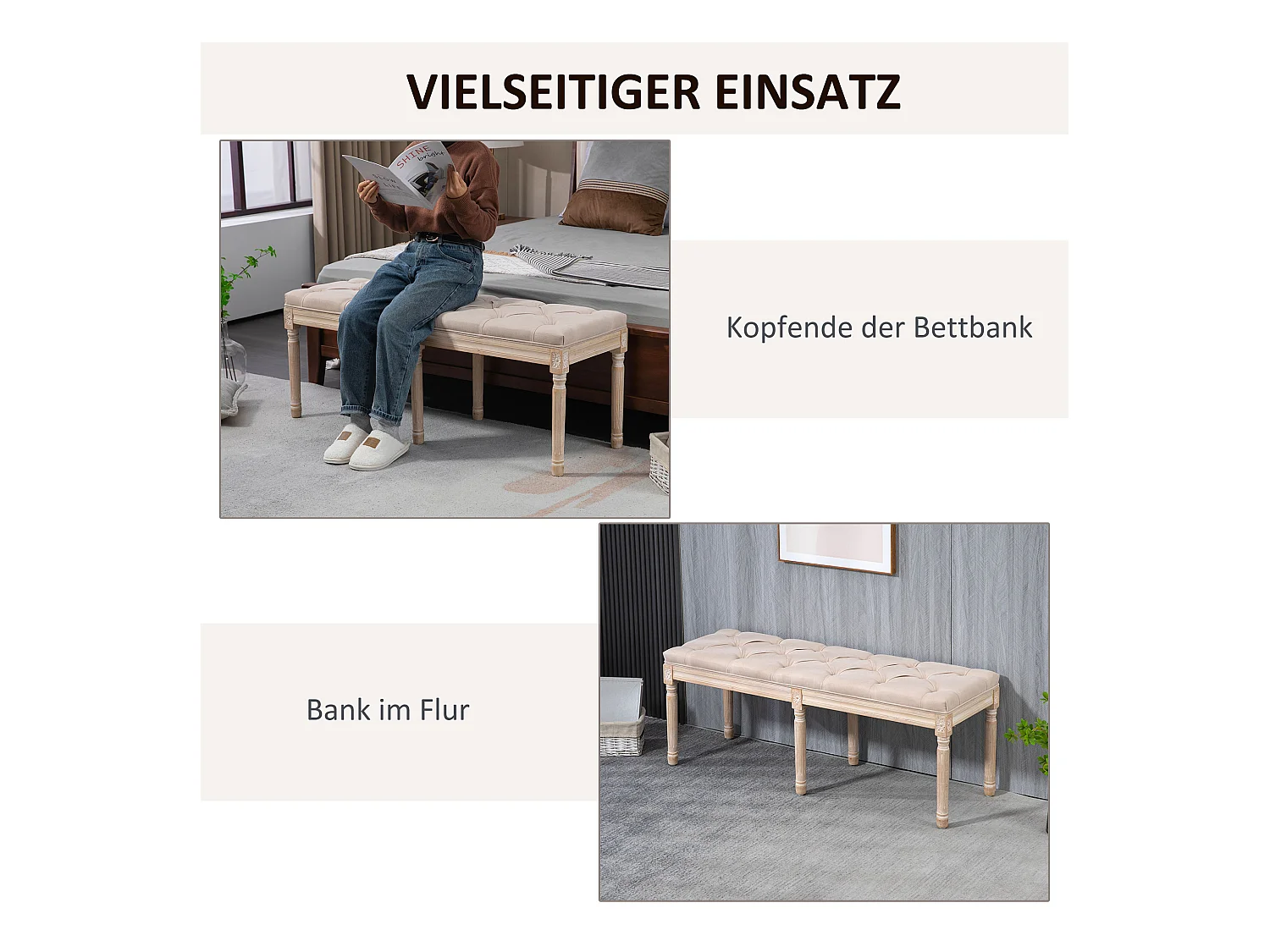 Polsterbank Vintage 117x40x48cm Sitzbank Bettbank Schlafzimmerbank mit Knöpfen