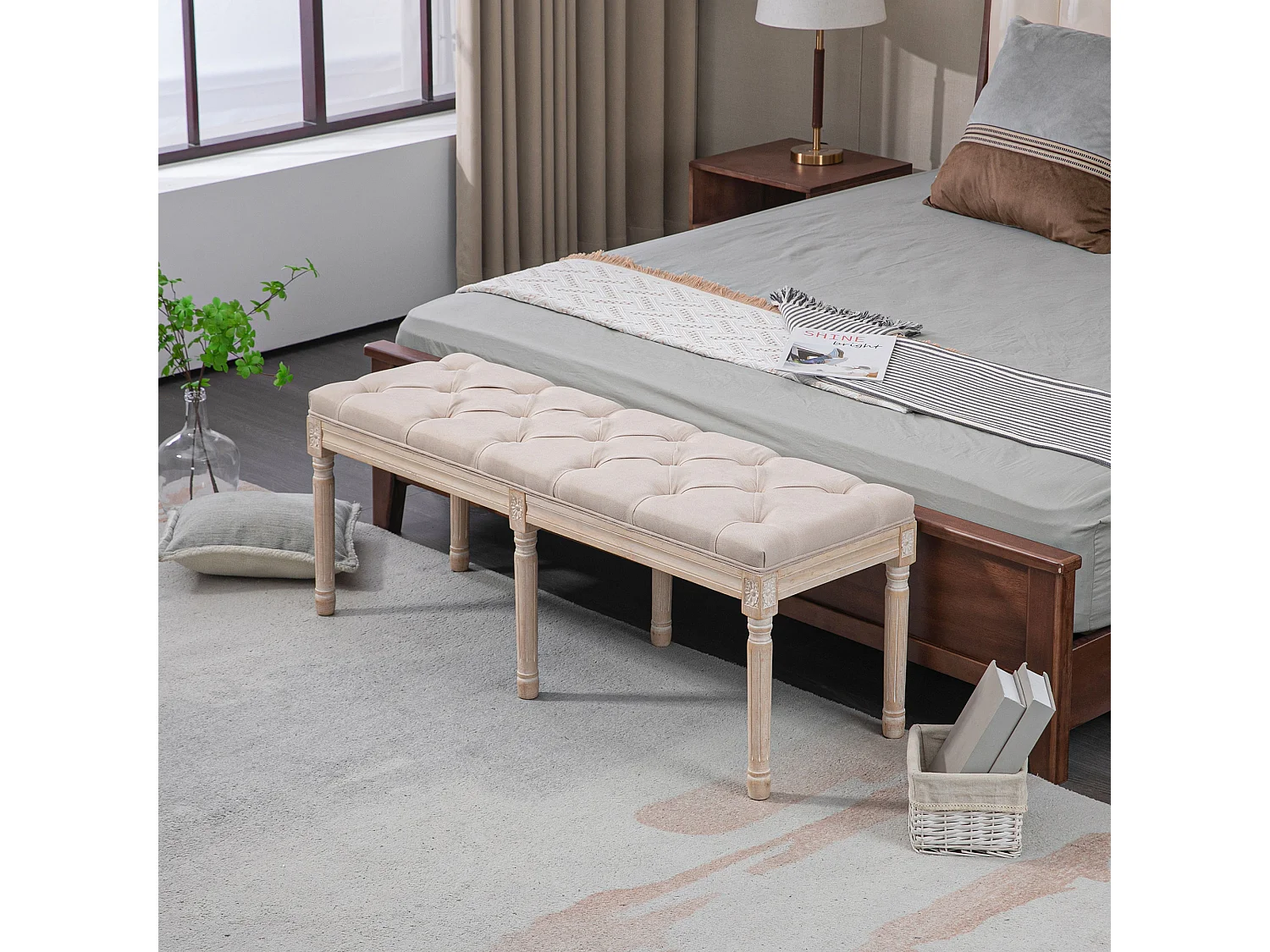 Vintage gestoffeerde bank,117 x 40 x 48 cm,bank,bedbank,slaapkamerbank met knopen