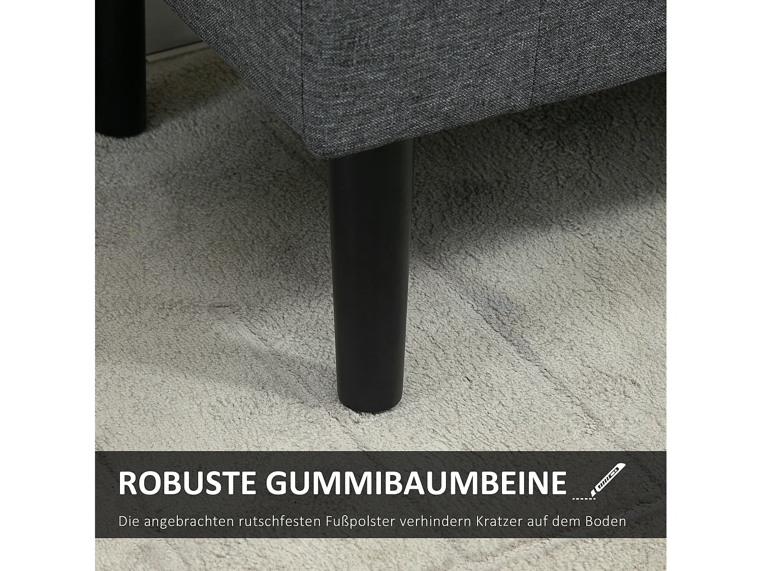 Bank met opbergruimte,gestoffeerde bank,kruk,kist,linnenlook,donkergrijs