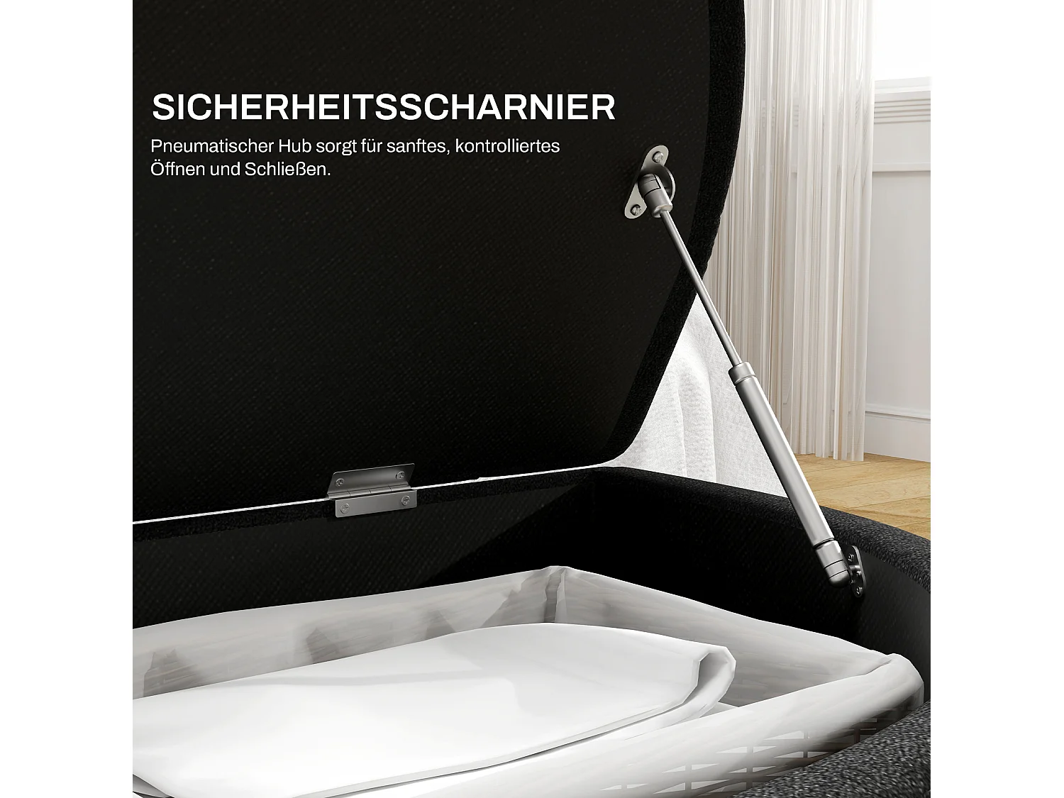 Banc avec rangement et couvercle ouvert,banc rembourré en velours,gris foncé,120x46x42cm