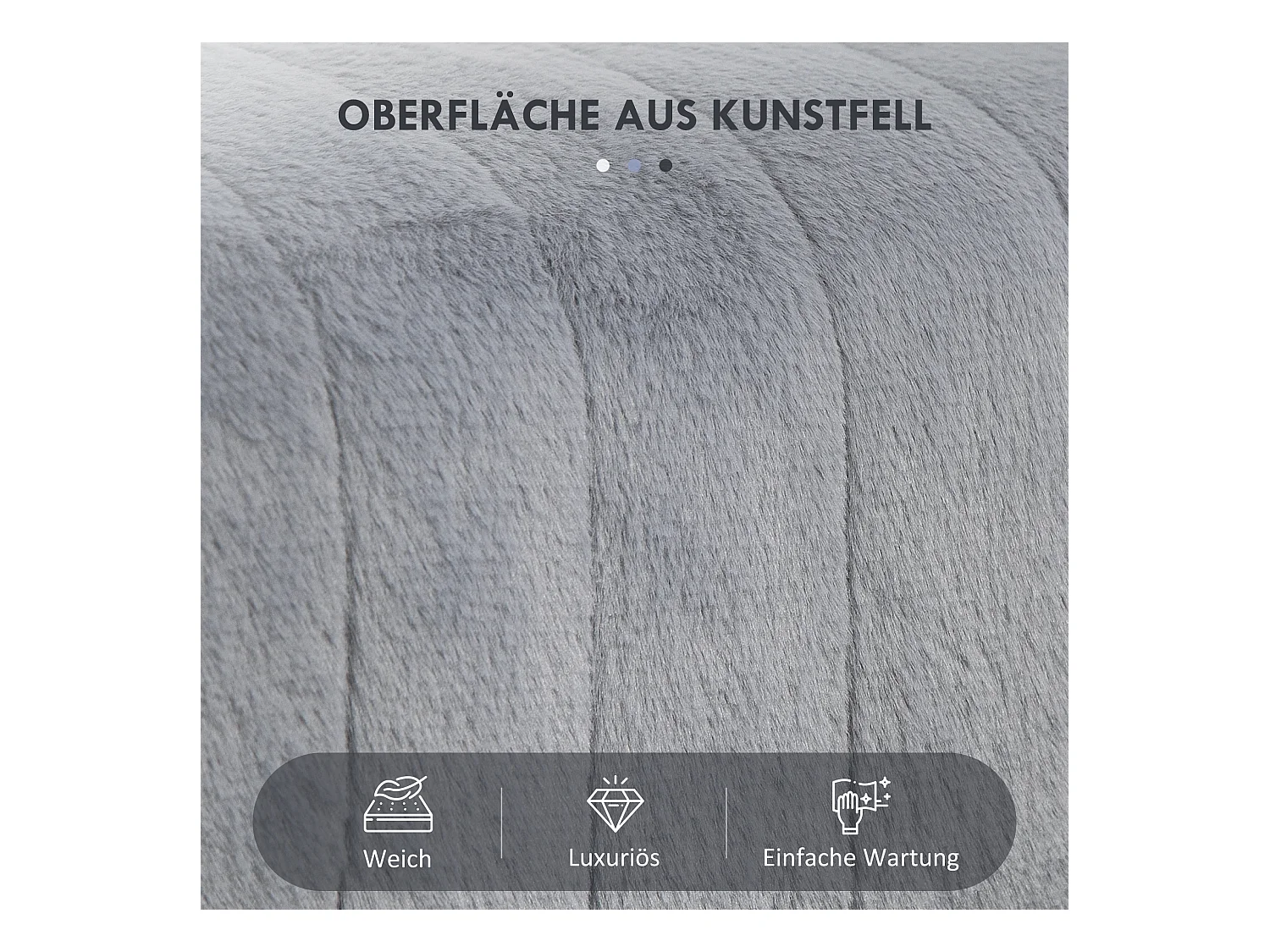 Banc rembourré aspect fausse fourrure 82 x 30 x 47 cm pieds métal gris banc à chaussures