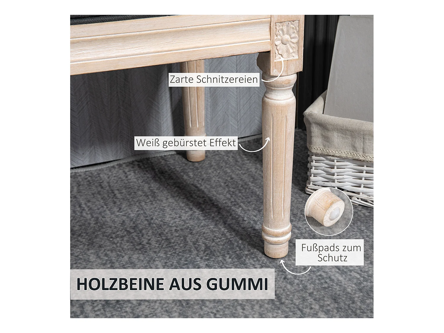 Polsterbank Vintage 80x40x43cm Sitzbank Bettbank Flurbank mit Knöpfen in Leinenoptik