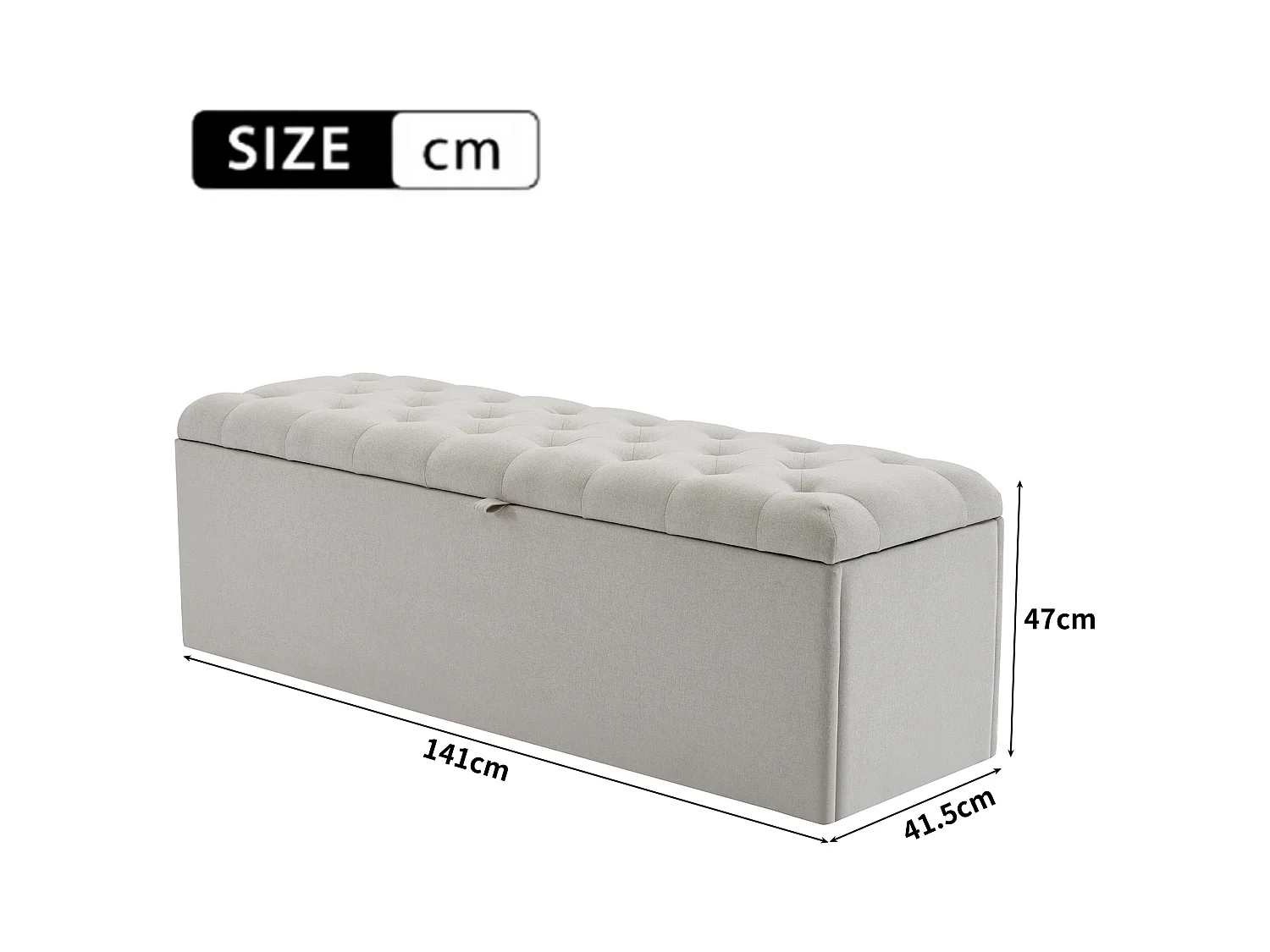 Leinen, Polsterbank, 141*41.5*47cm,Gepolsterte Sitzbank, Betthocker, Bank mit Stauraum