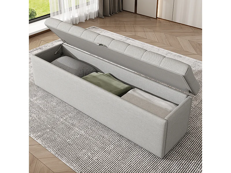 Banc rembourré en lin,banc rembourré,tabouret de lit,banc avec espace de rangement