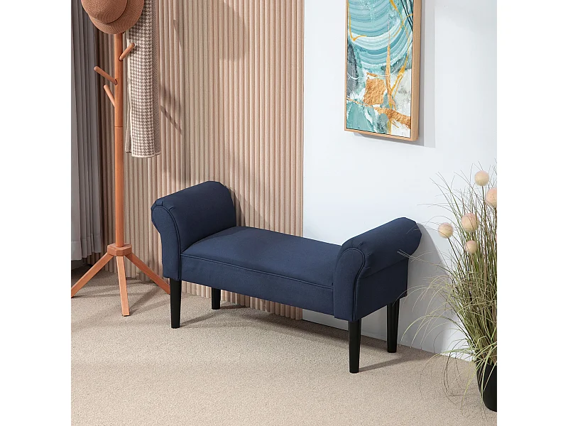Bettbank, Polsterbank, Sitzbank, Flurbank für Schlafzimmer,Segelstoff, Blau
