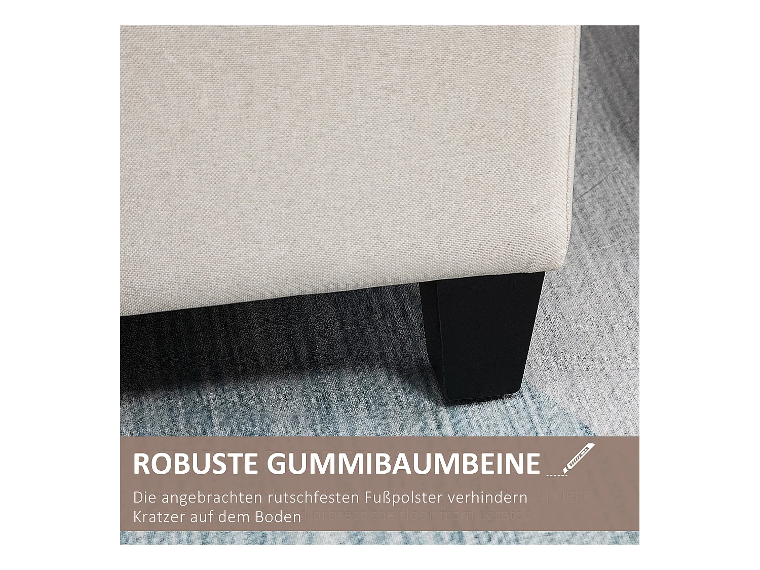 Banc rembourré avec espace de rangement,banc coffre,bois d'hévéa,blanc crème,100x40x44cm