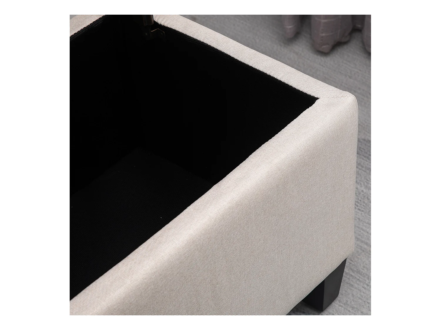 Banc rembourré avec espace de rangement,banc coffre,bois d'hévéa,blanc crème,100x40x44cm