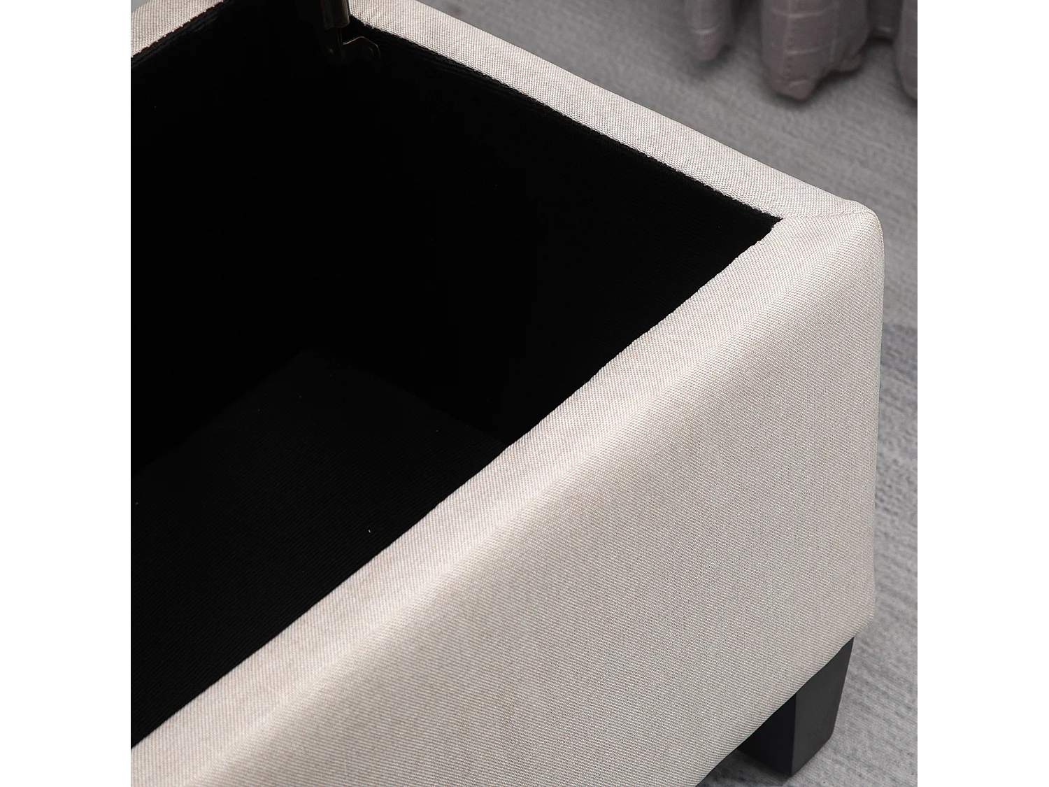 Gestoffeerde bank met opbergruimte,kistbank,linnenachtig polyester,rubberhout