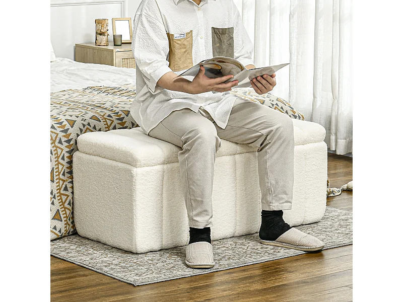 Banco con almacenaje,Banco tapizado,Baúl con patas de madera,102 x 45 x 46 cm