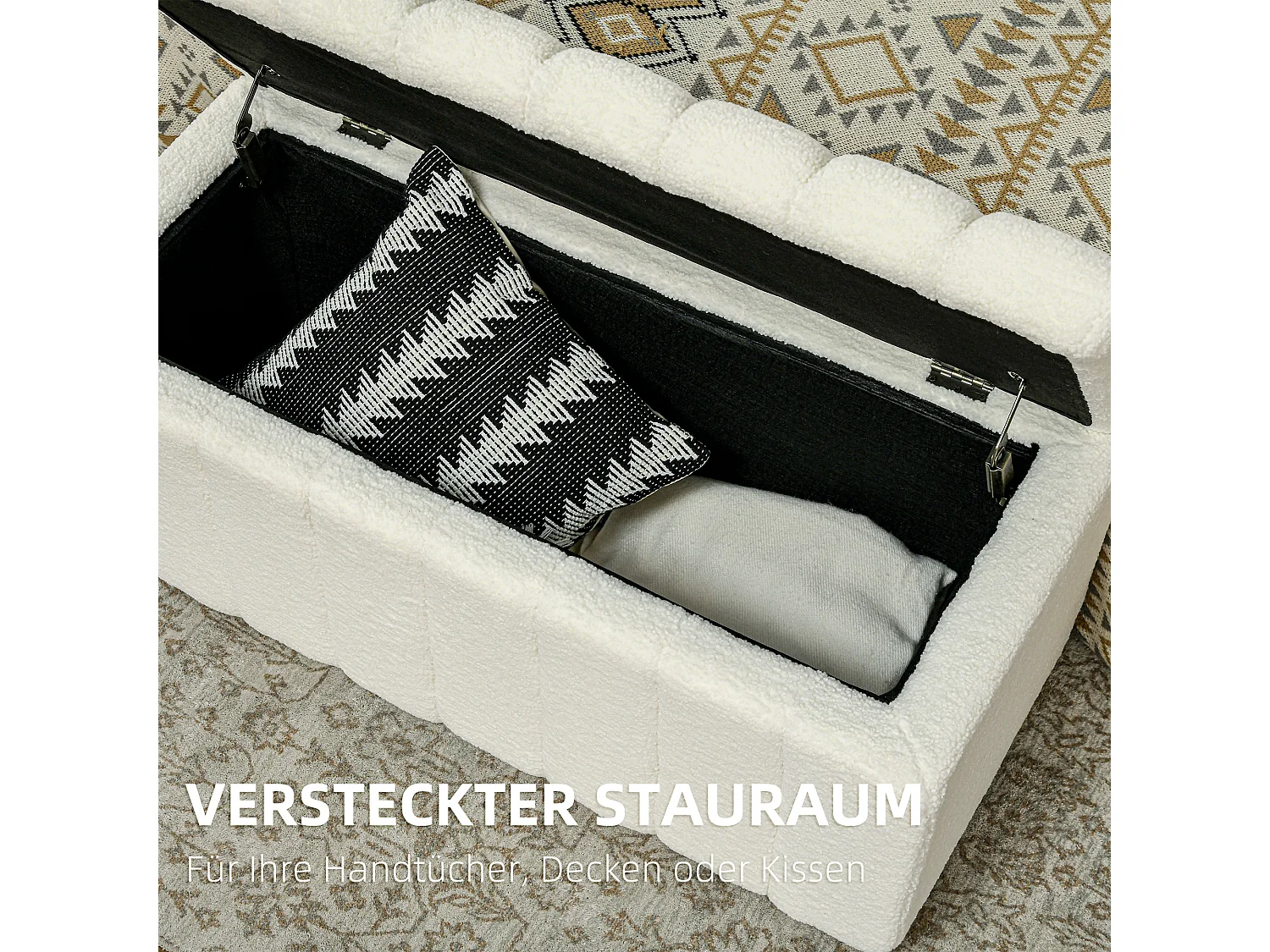 Bank met opbergruimte,gestoffeerde bank,bedbank met houten poten,102x45x46cm