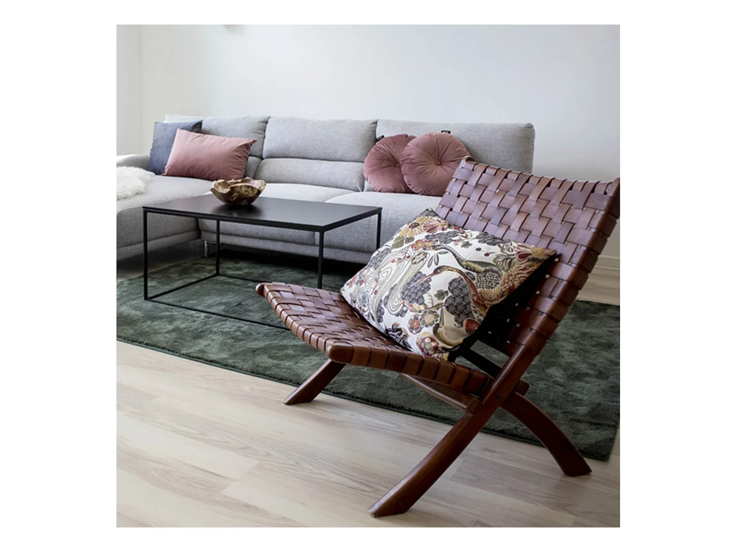 Chaise en teck et cuir marron PERUGIA