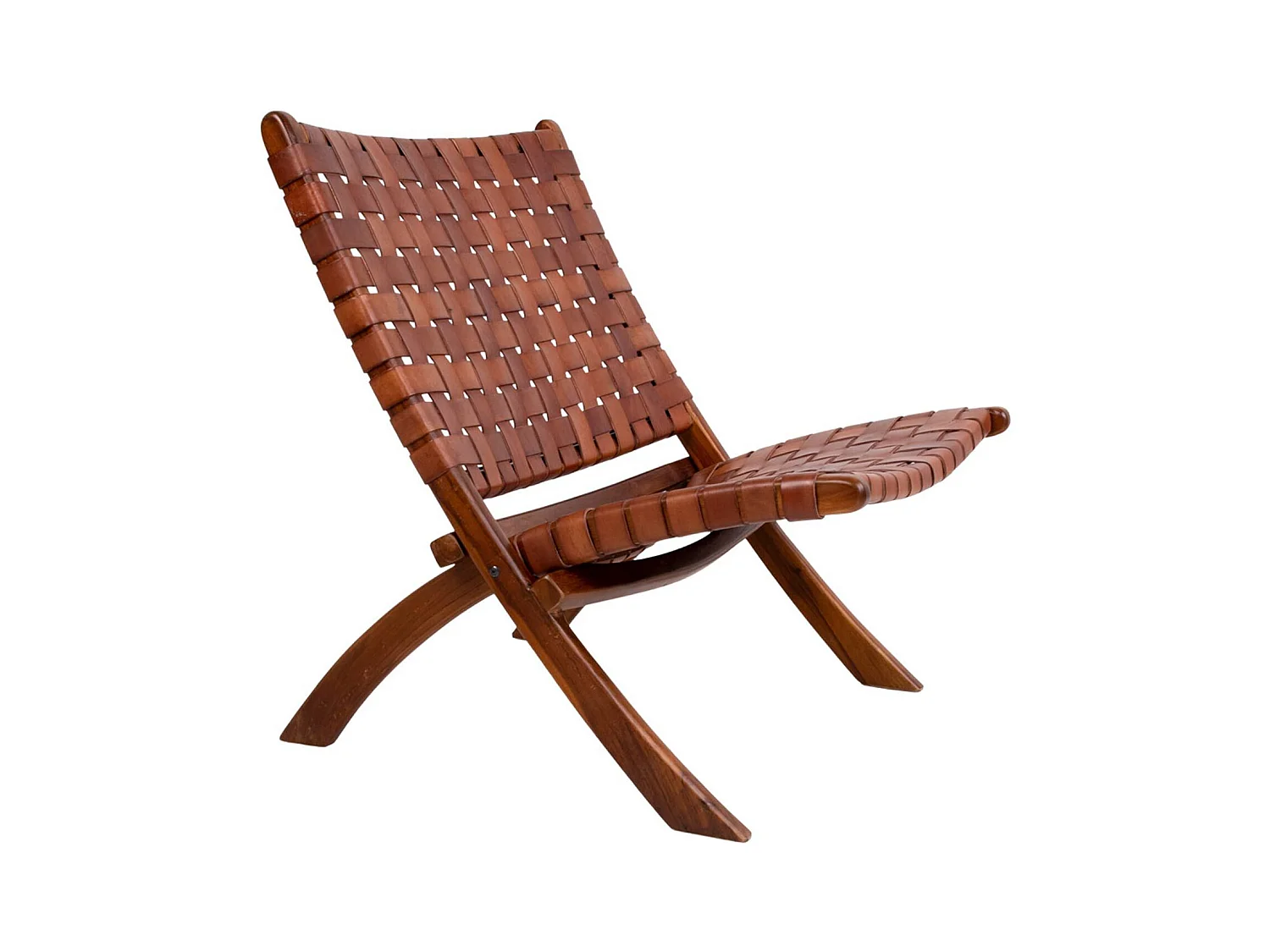 Chaise en teck et cuir marron PERUGIA