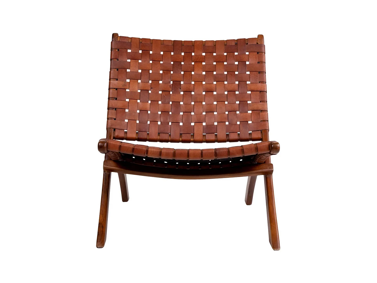 Chaise en teck et cuir marron PERUGIA