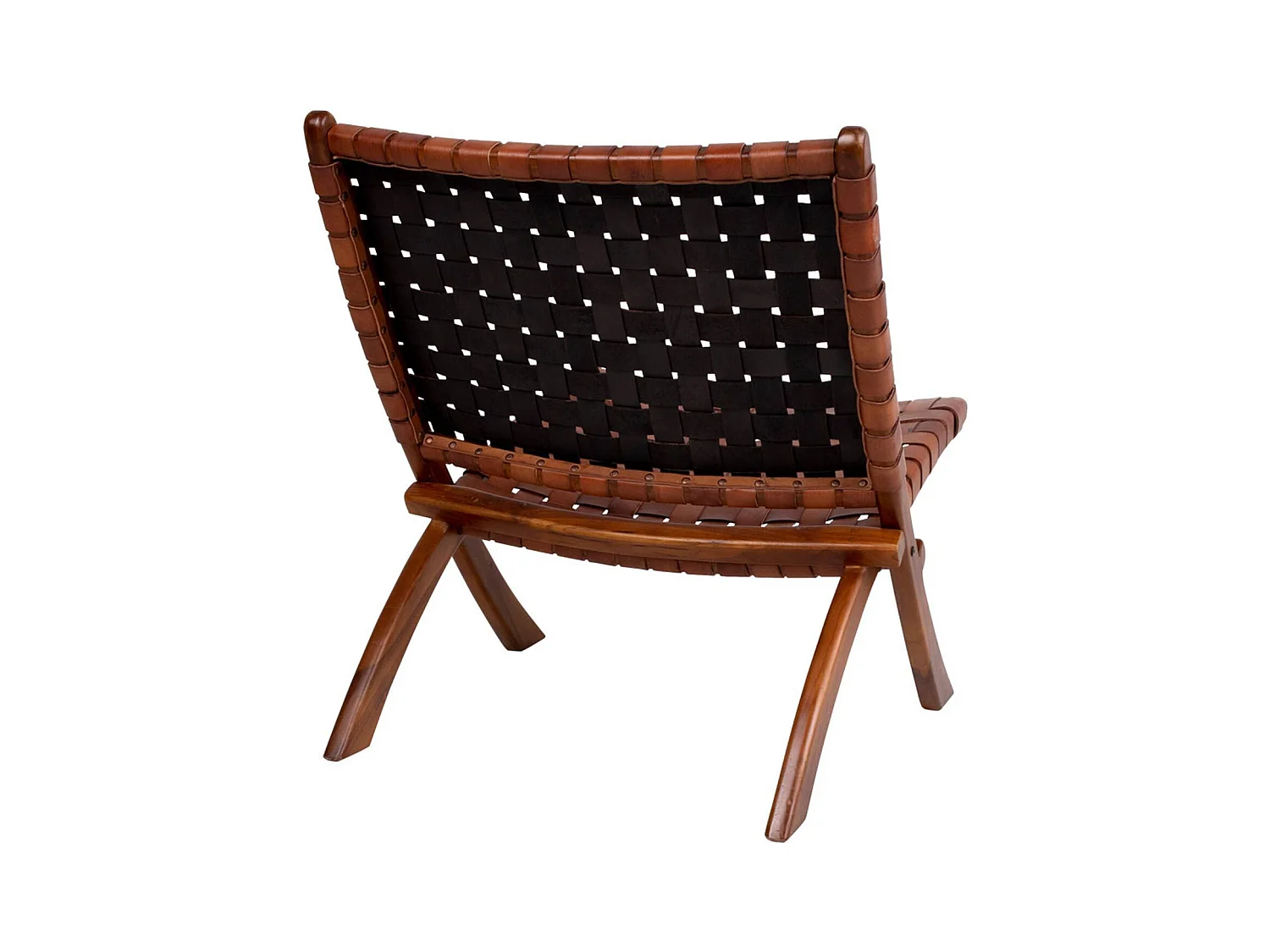 Chaise en teck et cuir marron PERUGIA