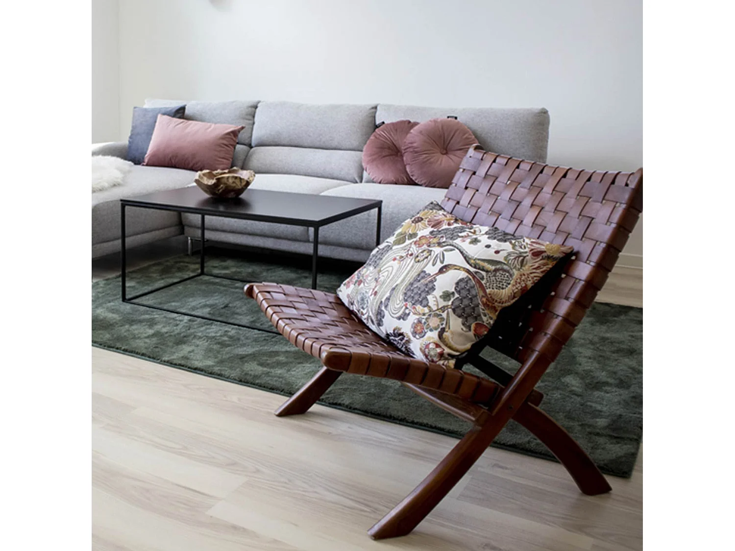 Chaise en teck et cuir marron PERUGIA