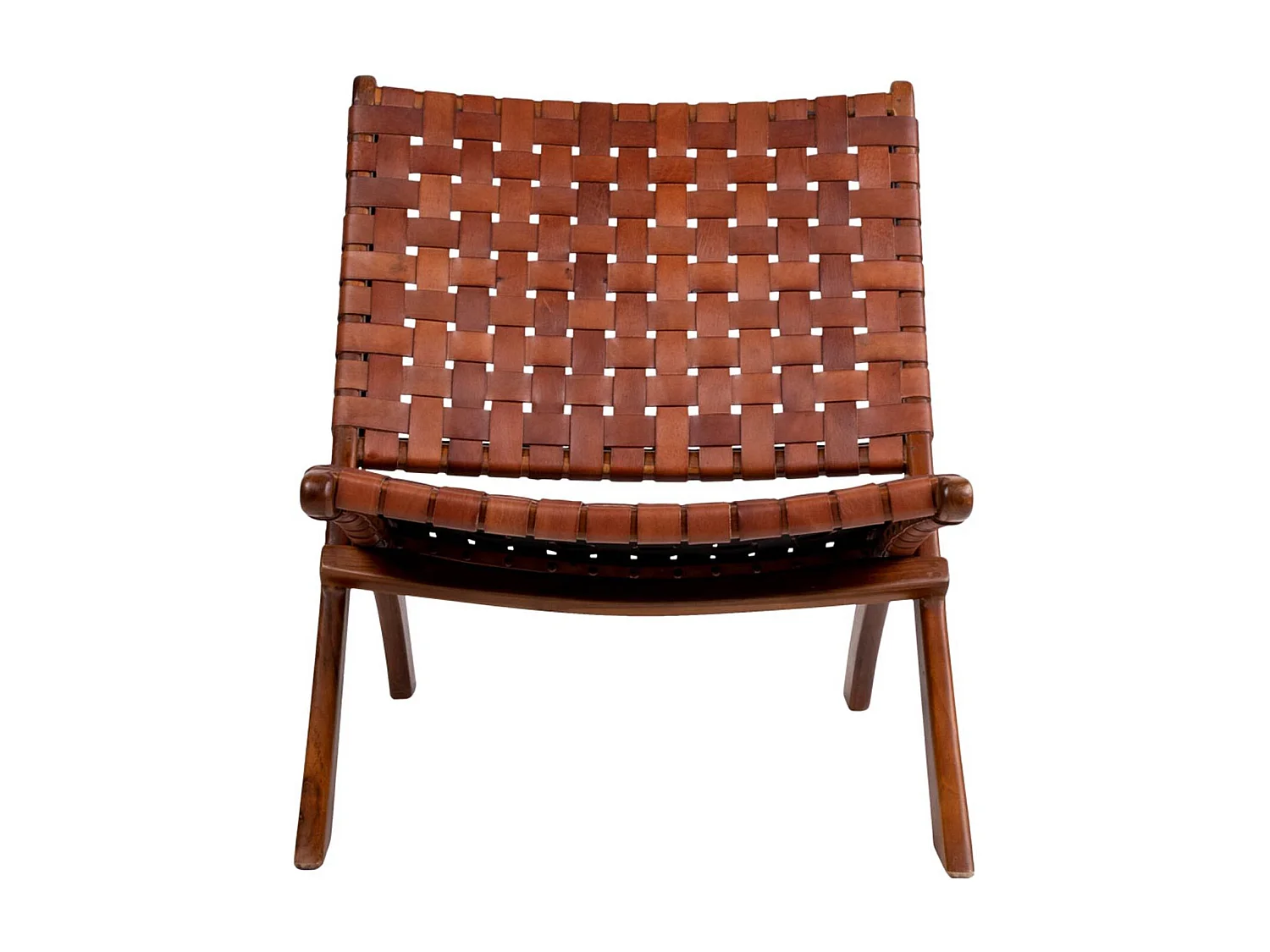 Chaise en teck et cuir marron PERUGIA