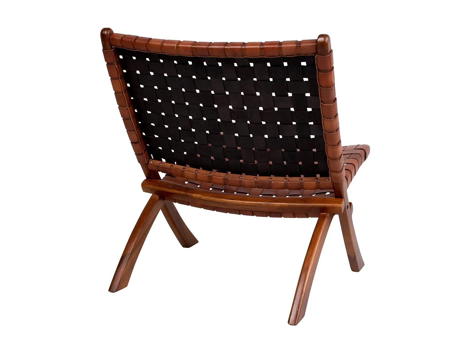 Chaise en teck et cuir marron PERUGIA