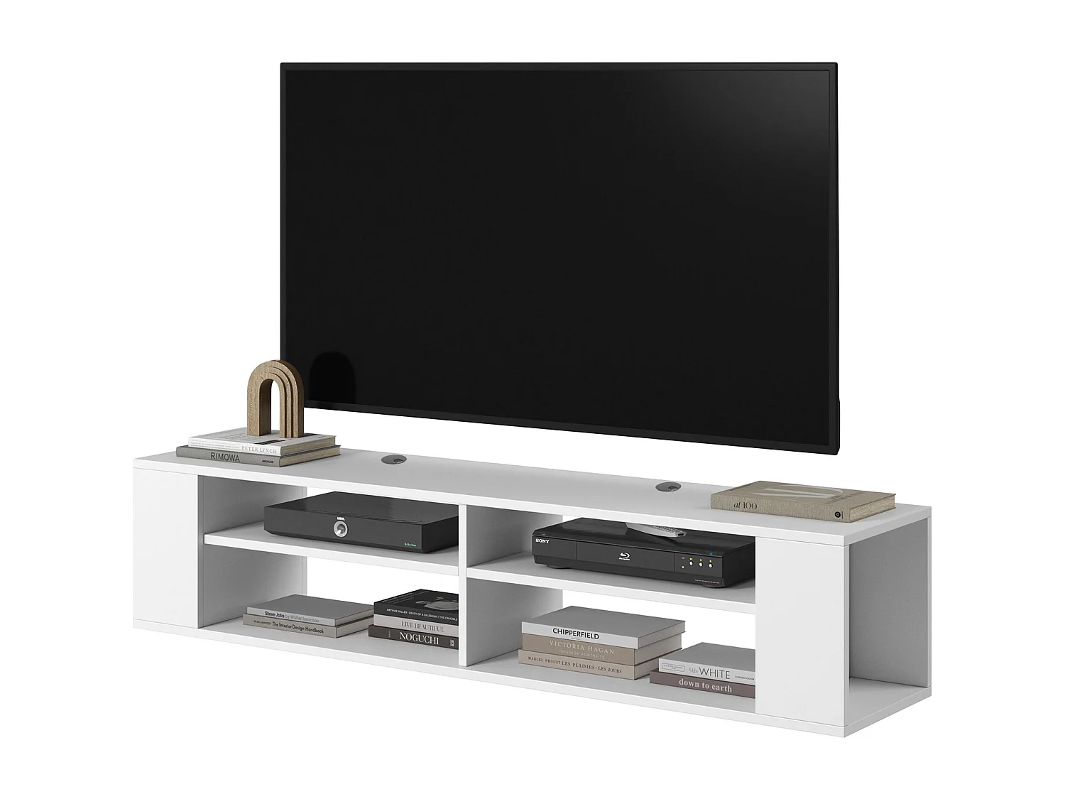 TV-meuble avec 4 compartiments - Blanc - 140 cm - WALL