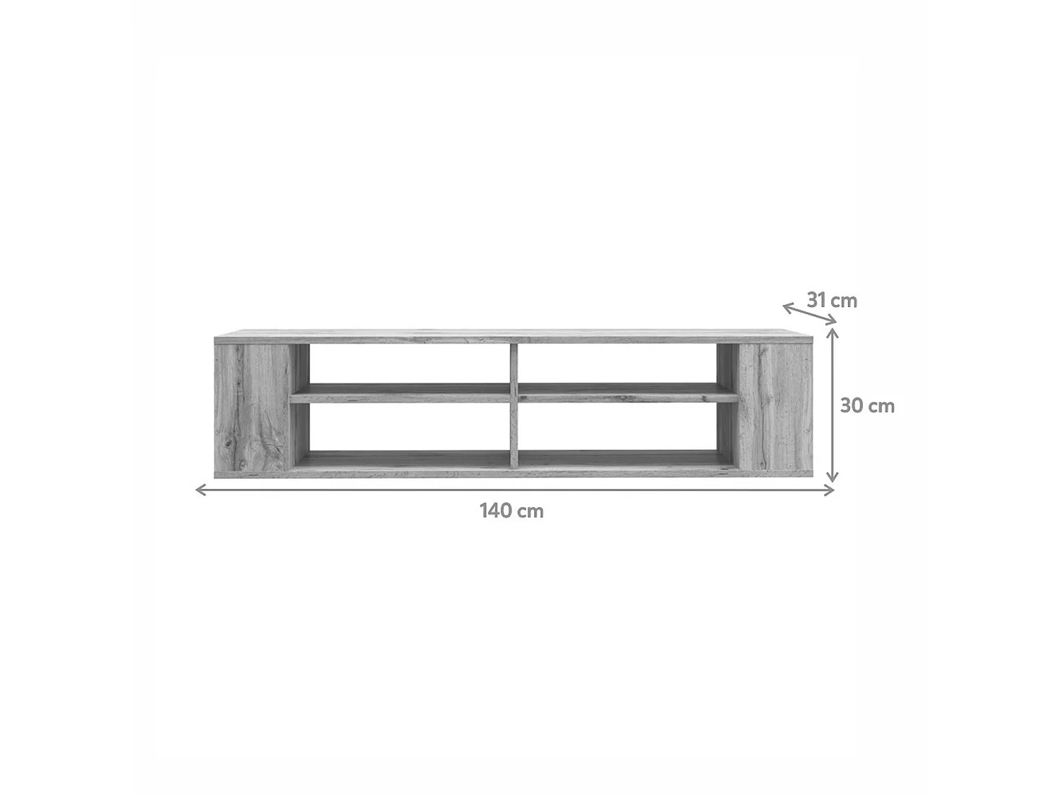 TV-meuble avec 4 compartiments - Blanc - 140 cm - WALL