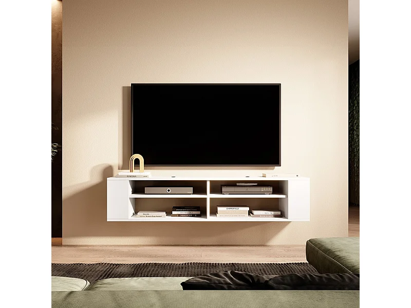 TV-Schrank mit 4 Fächern - Weiß - 140 cm - WALL