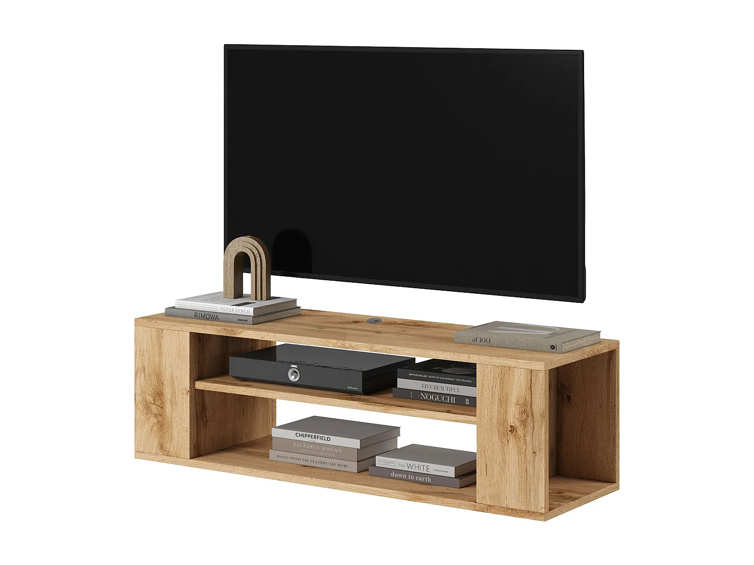 TV-meuble avec 2 compartiments - Imitation chêne - 100 cm - WALL