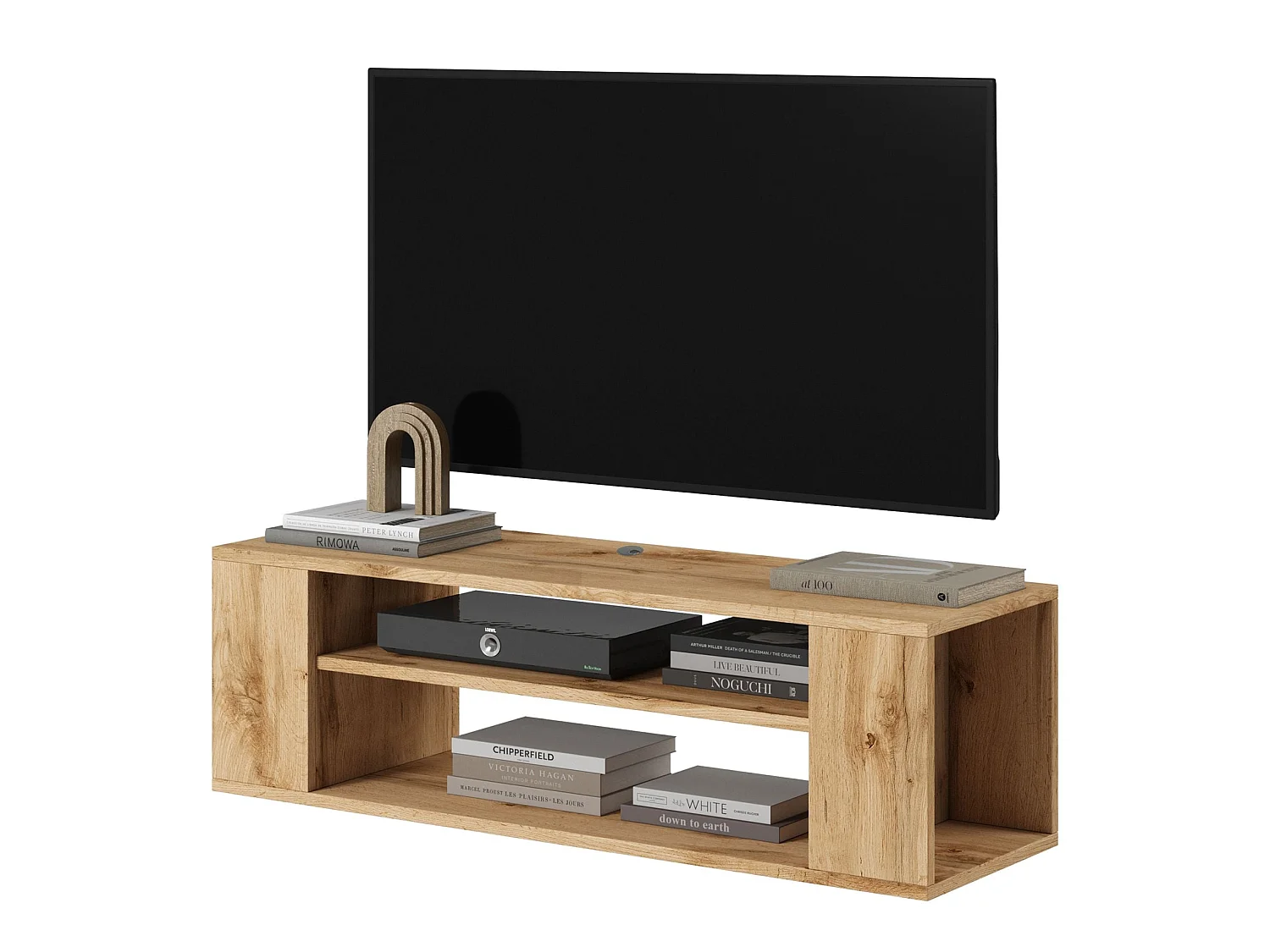 TV-meuble avec 2 compartiments - Imitation chêne - 100 cm - WALL