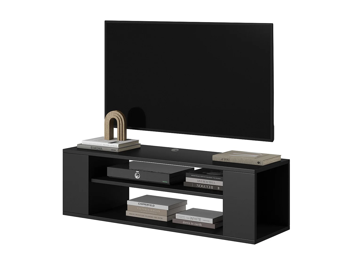 TV-meuble avec 2 compartiments - Noir - 100 cm - WALL