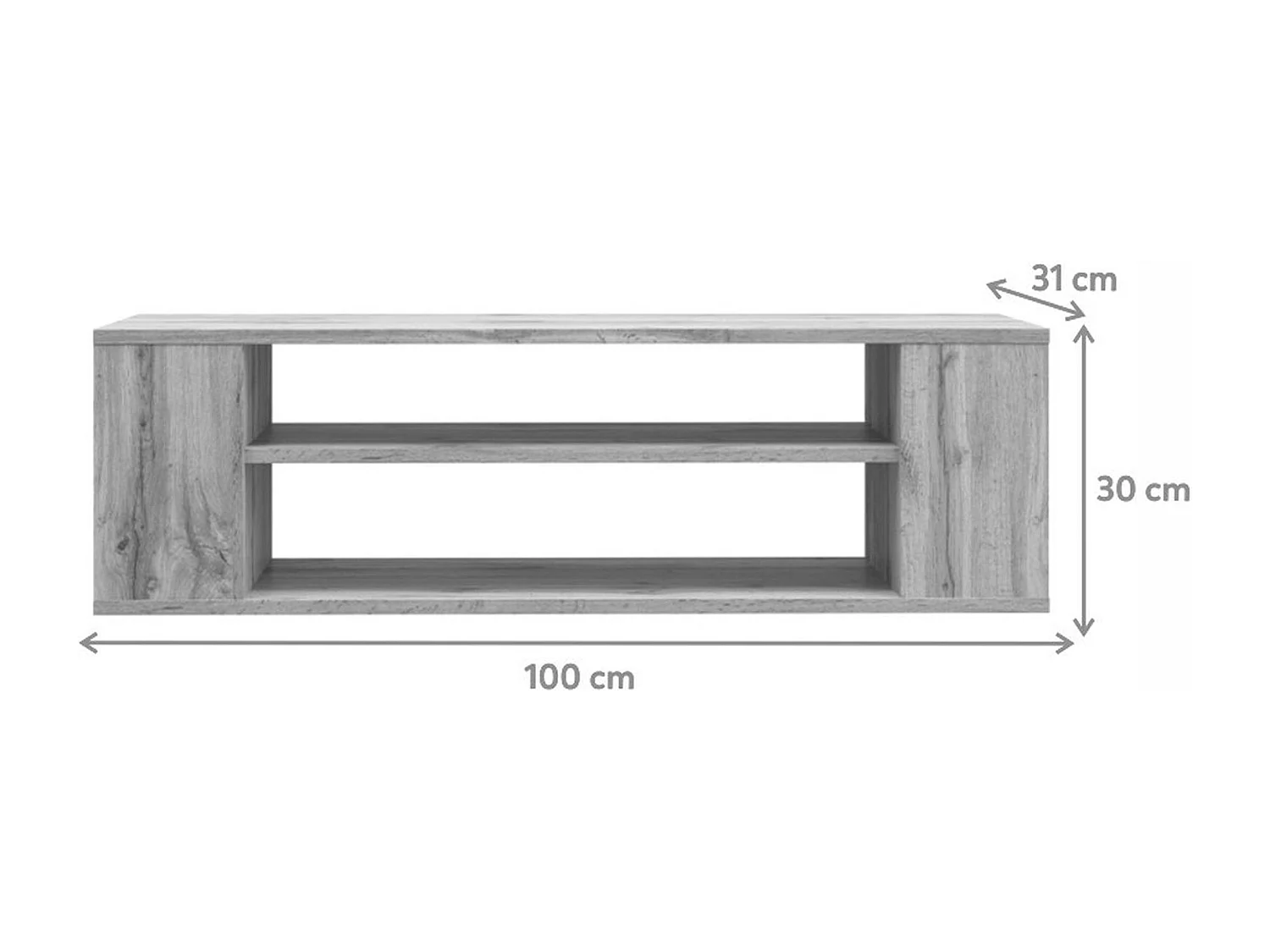 TV-meuble avec 2 compartiments - Noir - 100 cm - WALL