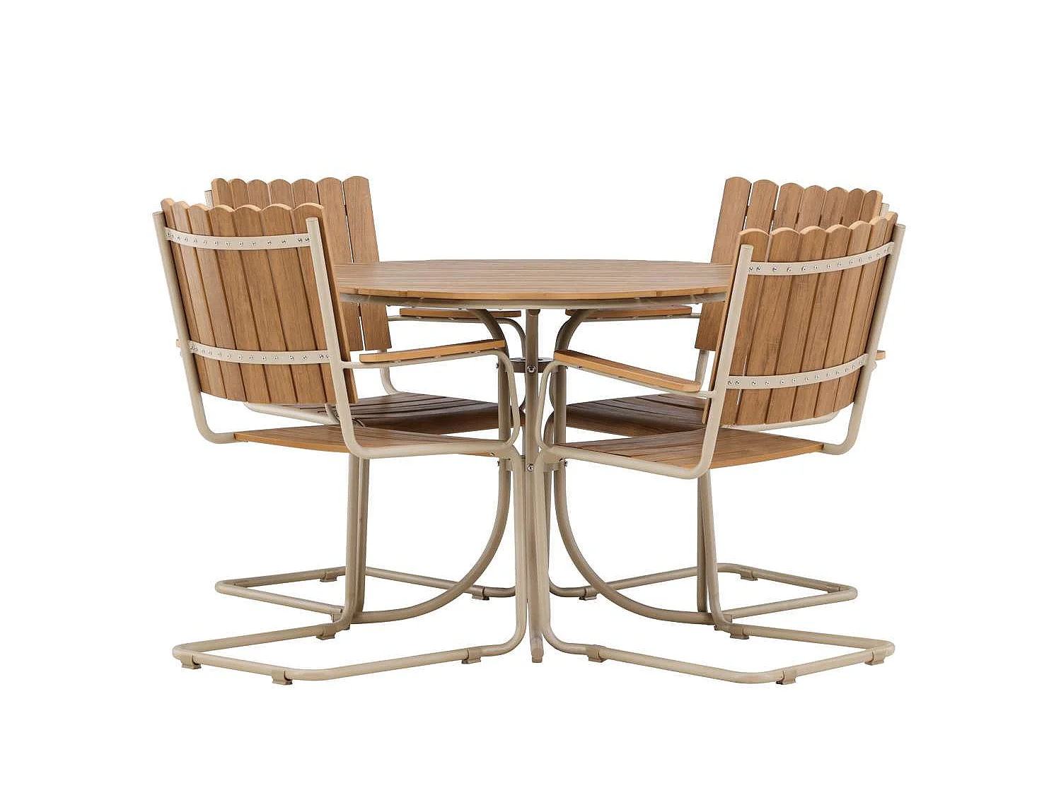 Ensemble Table de Jardin & 4 Chaises "Holmsund" 103cm Naturel & Beige