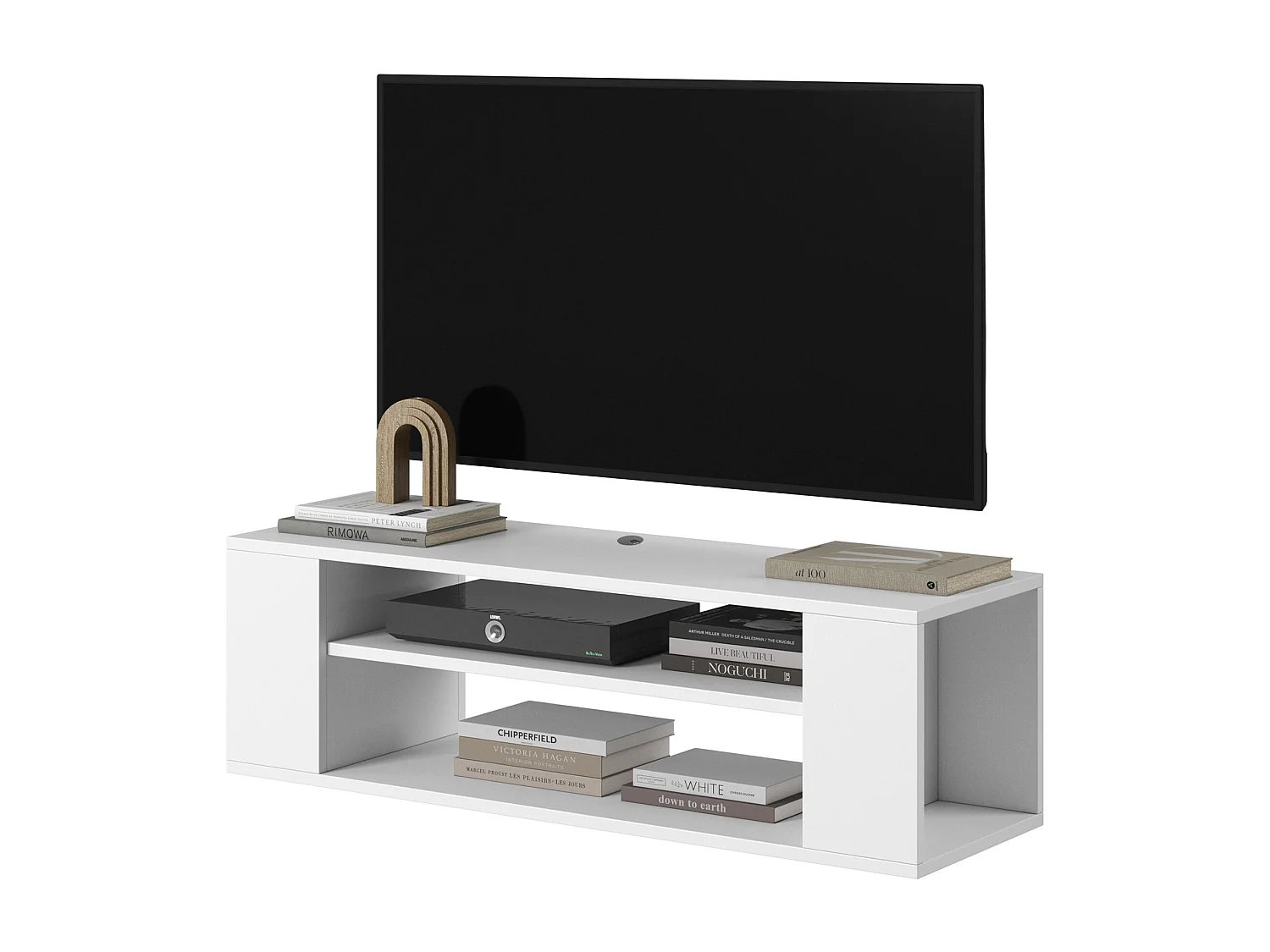 TV-meuble avec 2 compartiments - Blanc - 100 cm - WALL