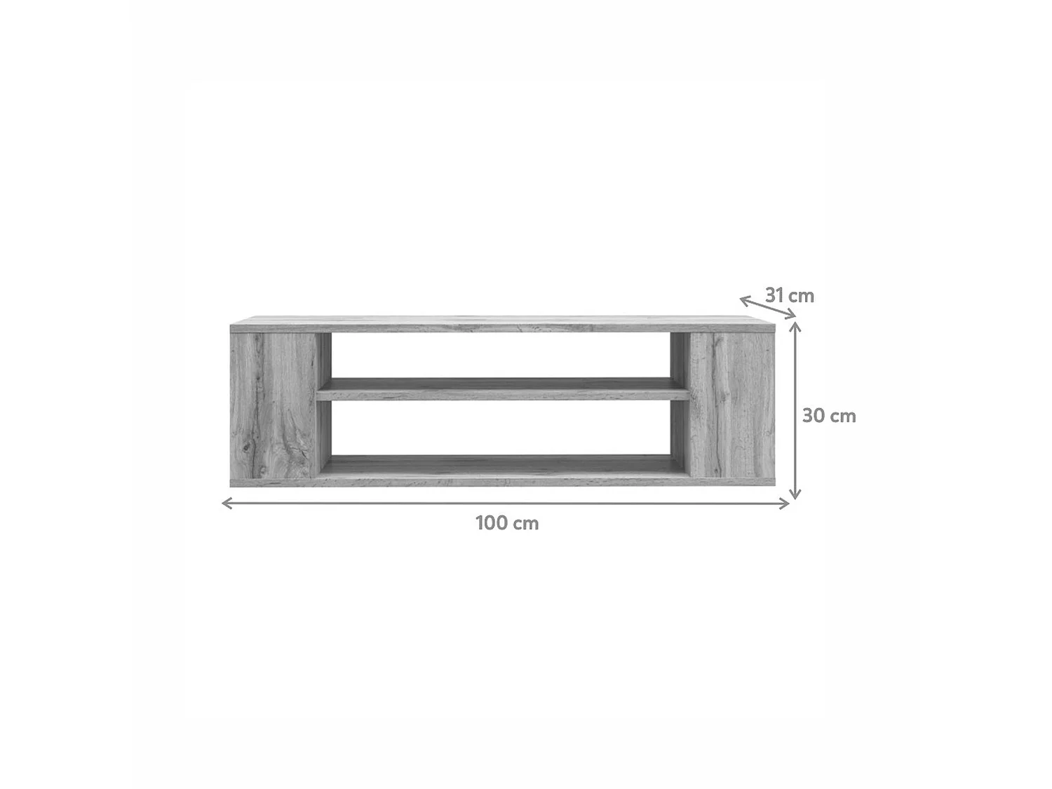 TV-meuble avec 2 compartiments - Blanc - 100 cm - WALL