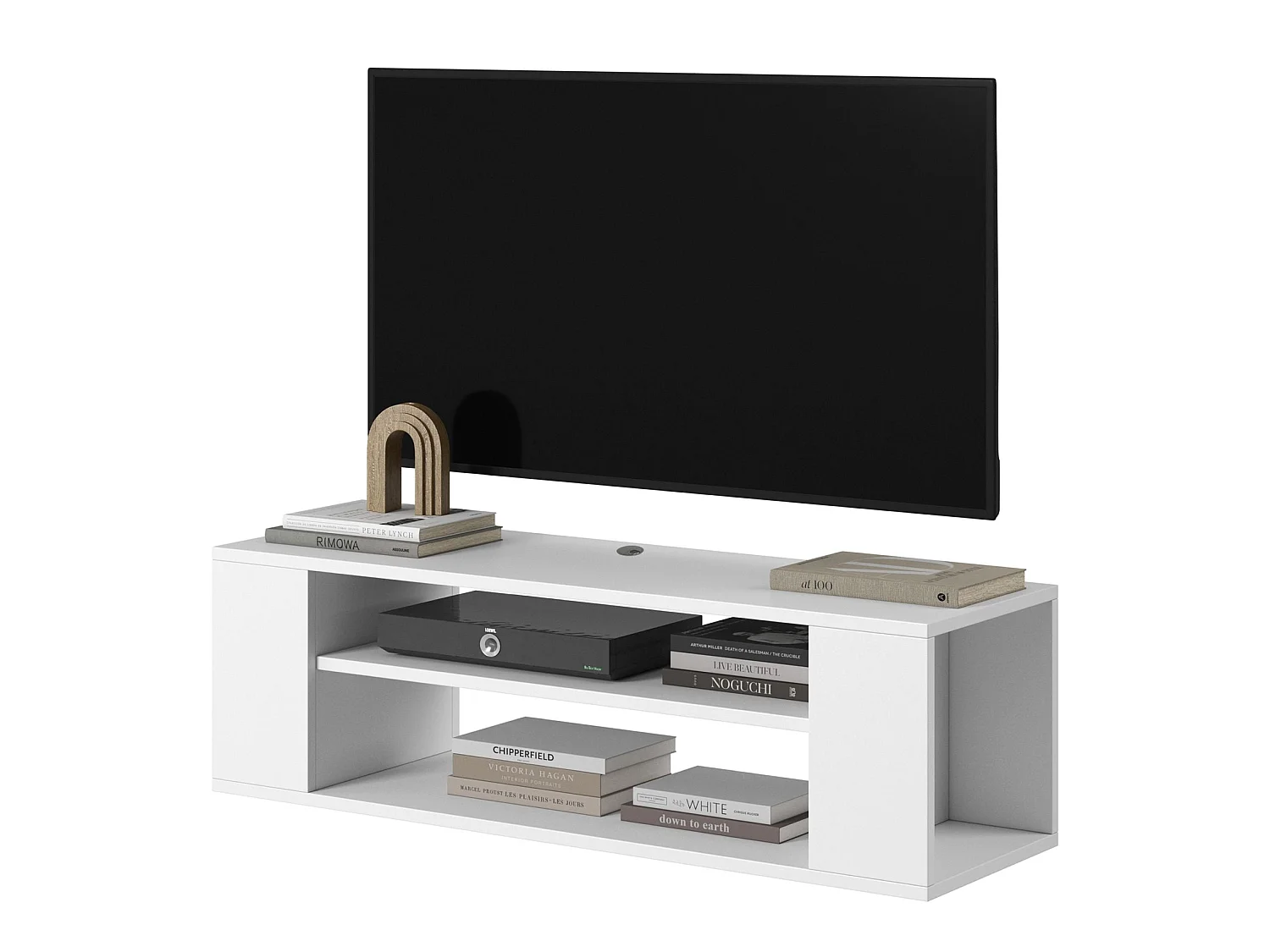 TV-meuble avec 2 compartiments - Blanc - 100 cm - WALL