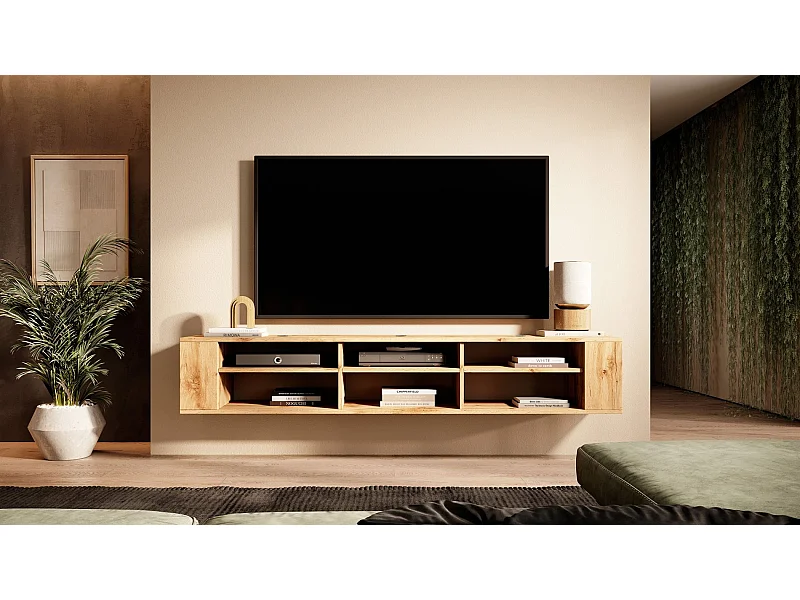 TV-meuble avec 6 compartiments - Imitation chêne - 175 cm - WALL