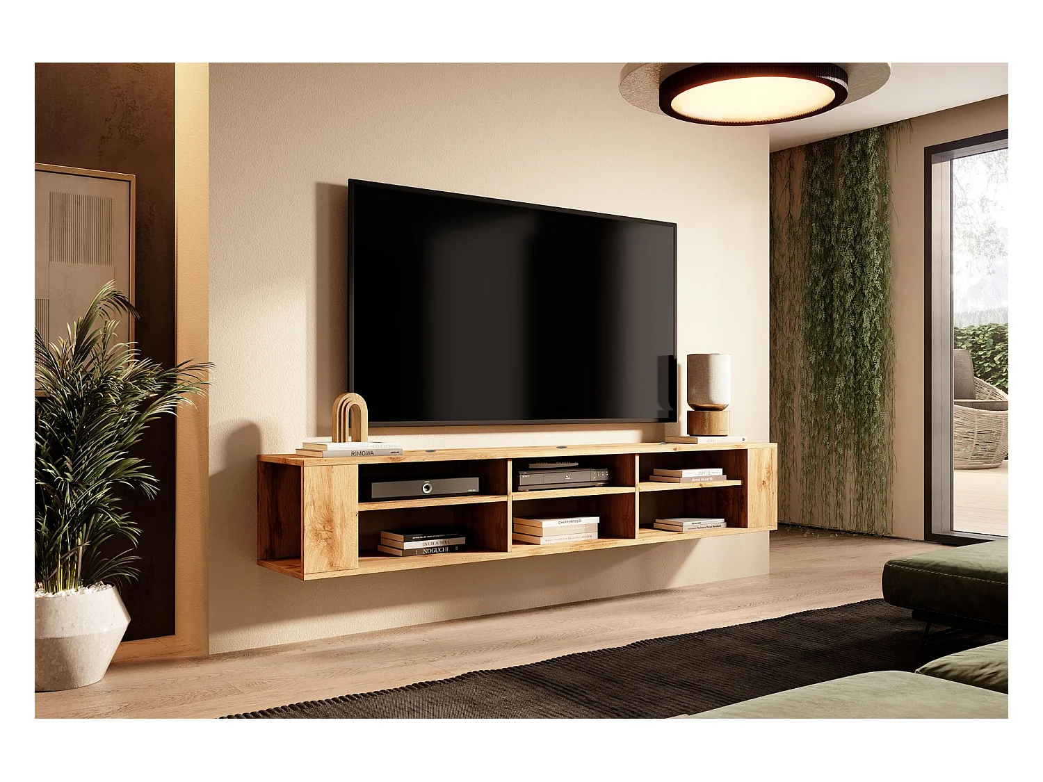 TV-meuble avec 6 compartiments - Imitation chêne - 175 cm - WALL