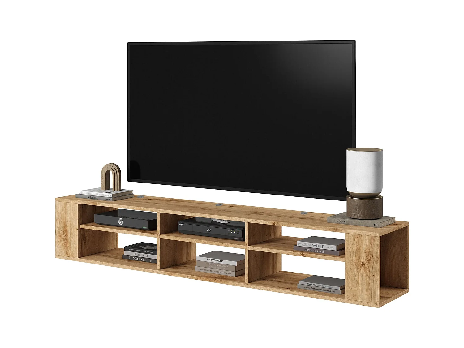 TV-meuble avec 6 compartiments - Imitation chêne - 175 cm - WALL