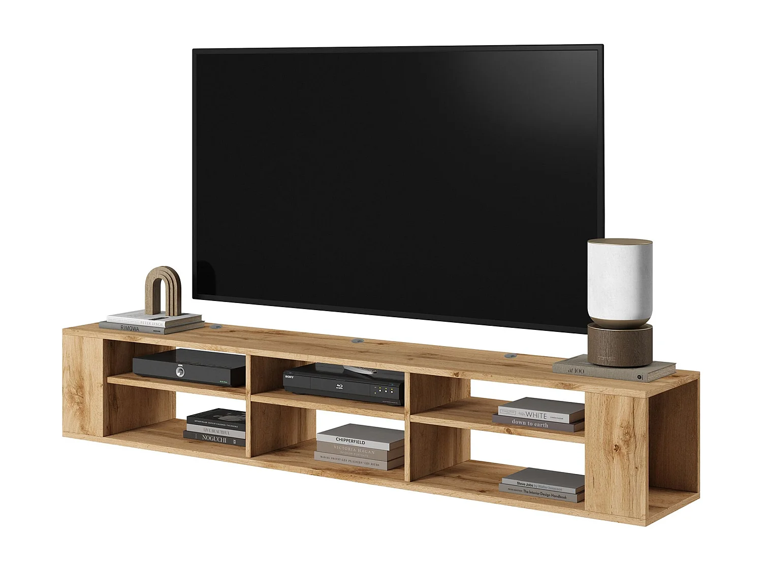 TV-meuble avec 6 compartiments - Imitation chêne - 175 cm - WALL