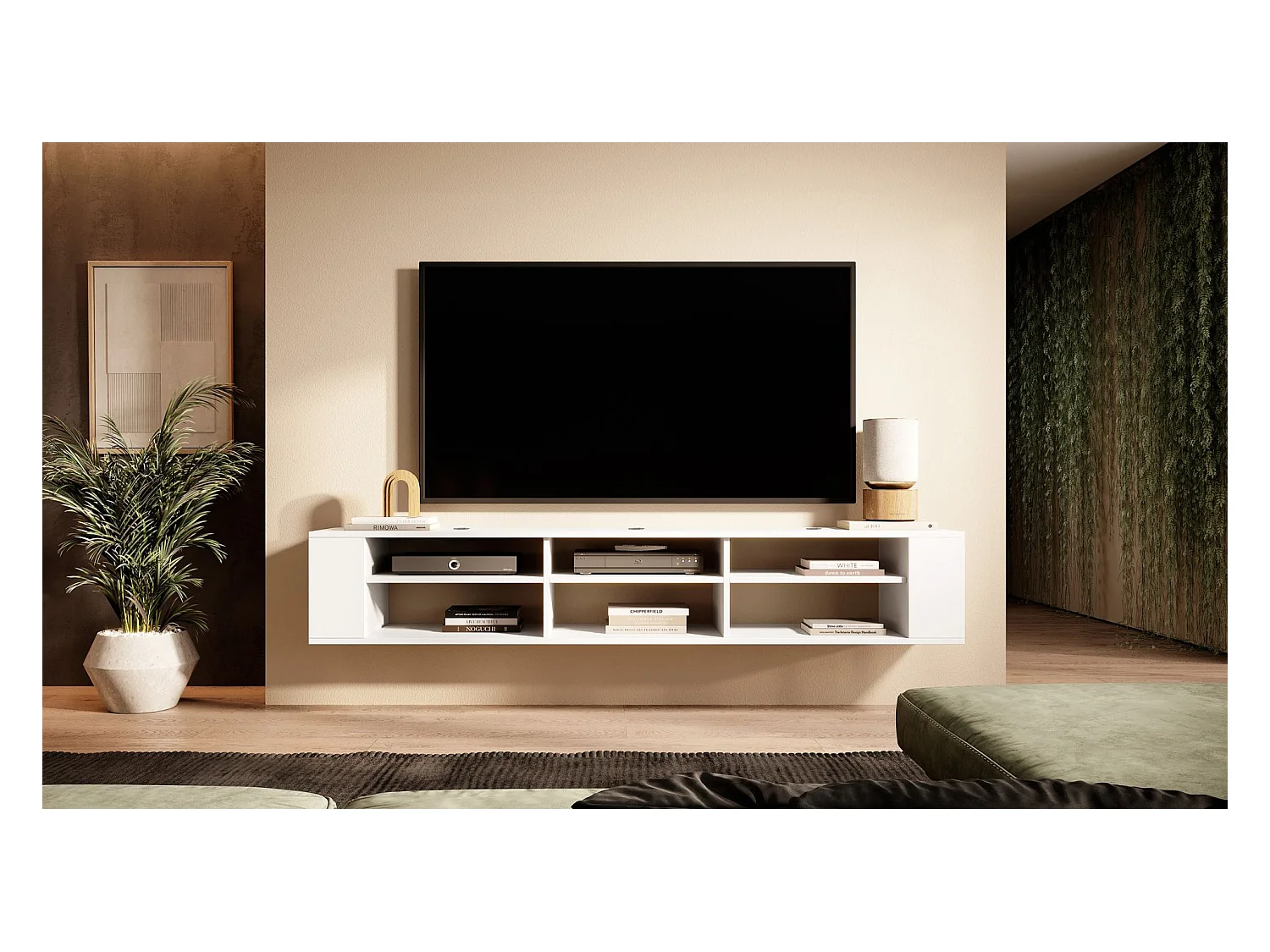 TV-meuble avec 6 compartiments - Blanc - 175 cm - WALL