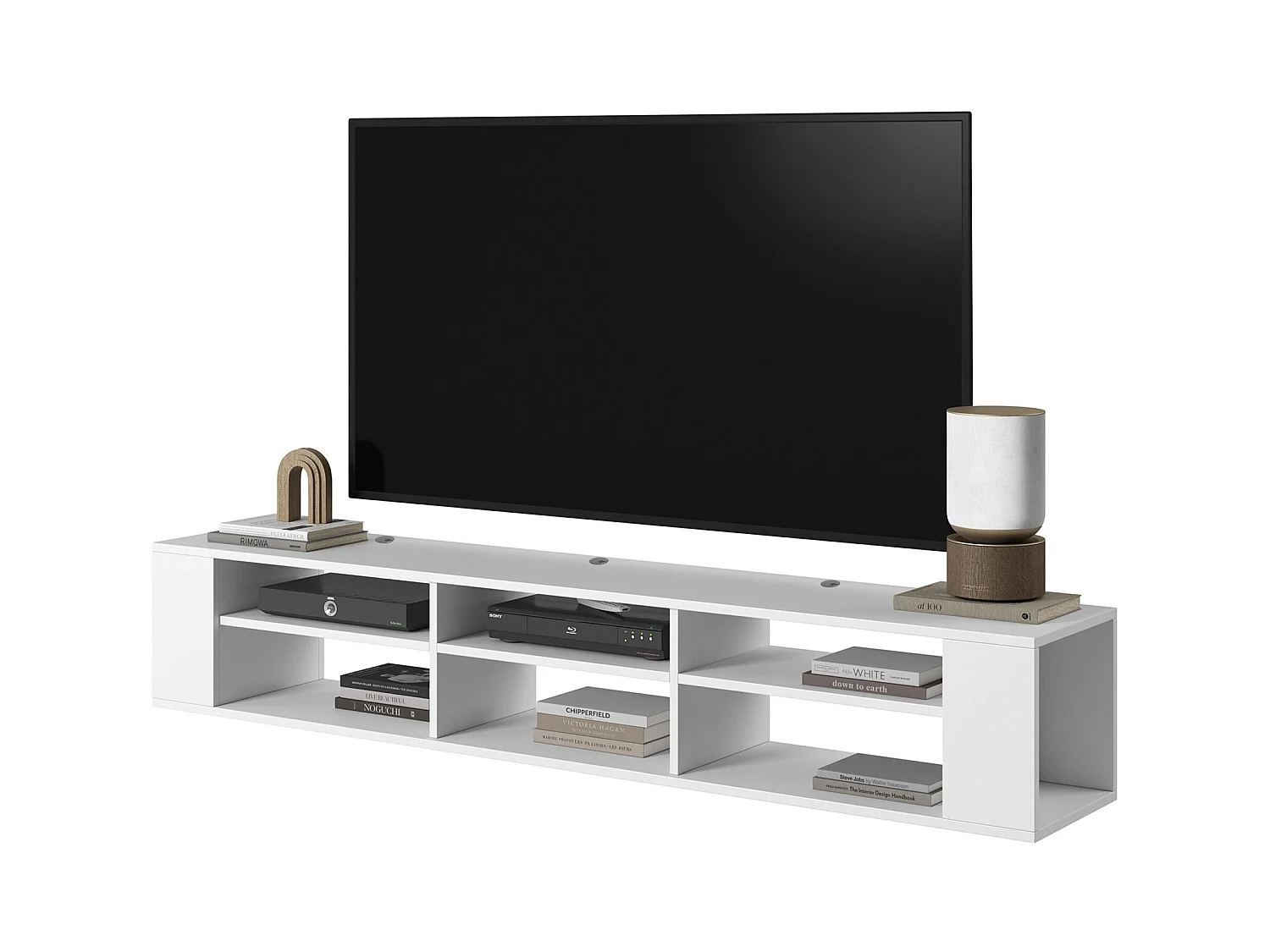 TV-meuble avec 6 compartiments - Blanc - 175 cm - WALL