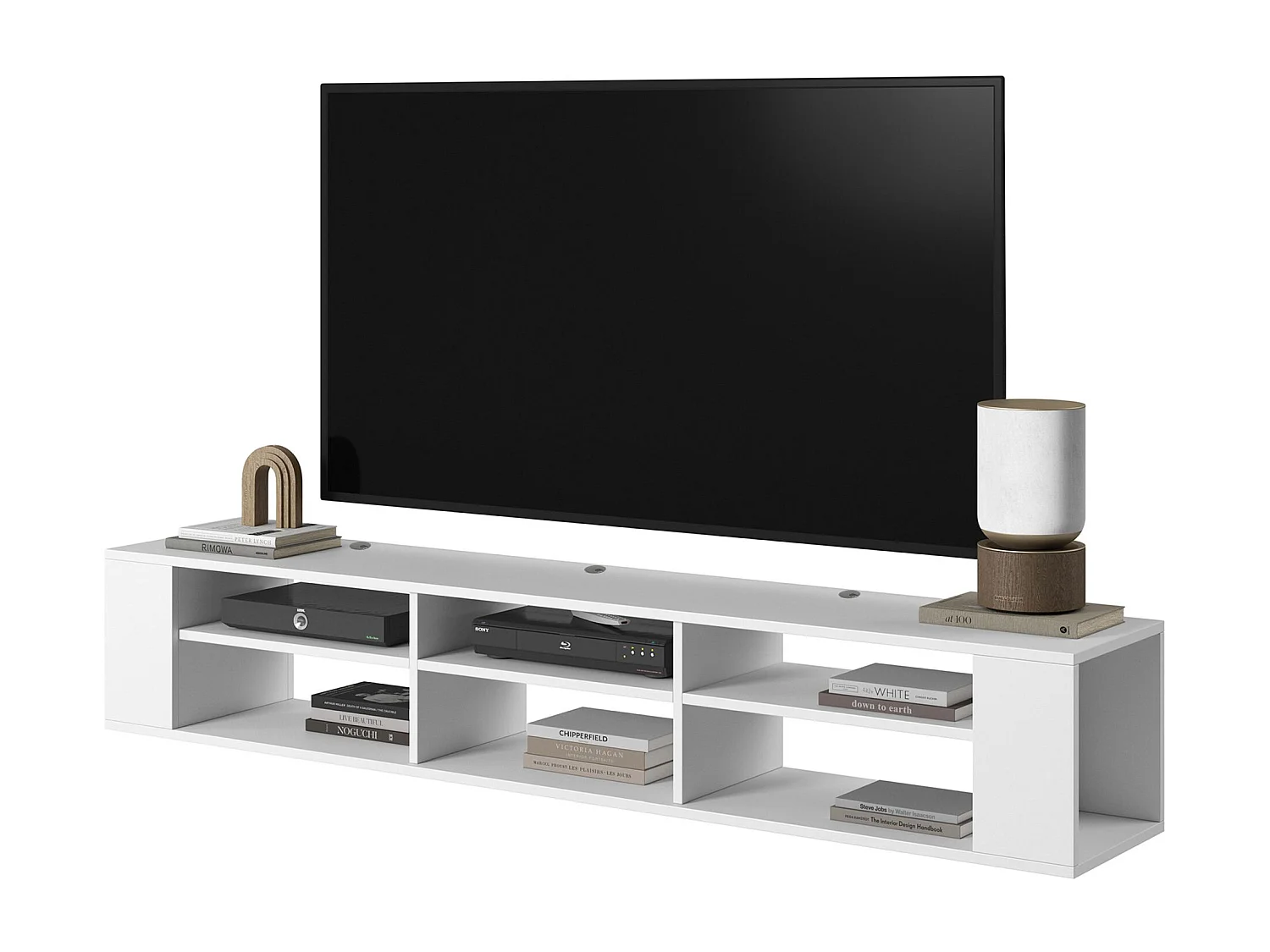 TV-meuble avec 6 compartiments - Blanc - 175 cm - WALL