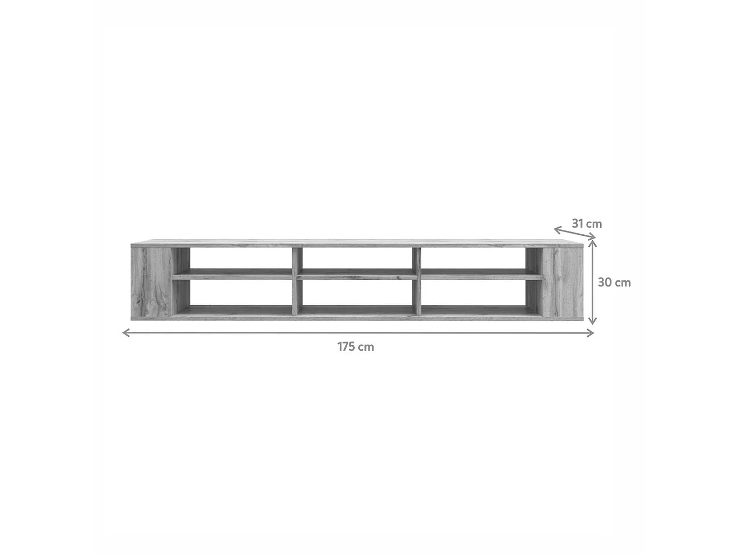 Mueble de TV con 6 compartimentos - Blanco - 175 cm - WALL