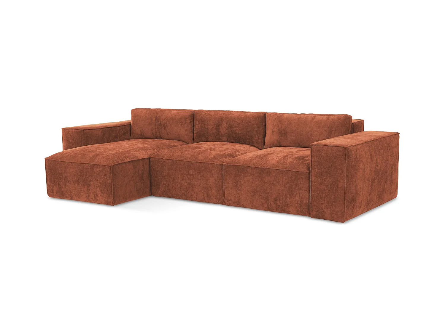 3-Sitzer Ecksofa mit Schlaffunktion - Ecke Links - Chenille - Terrakotta - HANA