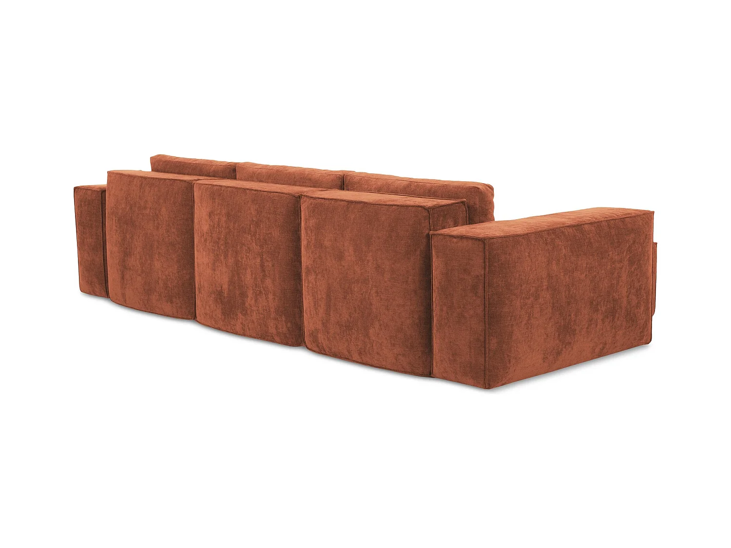 Canapé d’angle 3 places gauche convertible en tissu chenille - terre cuite - HANA