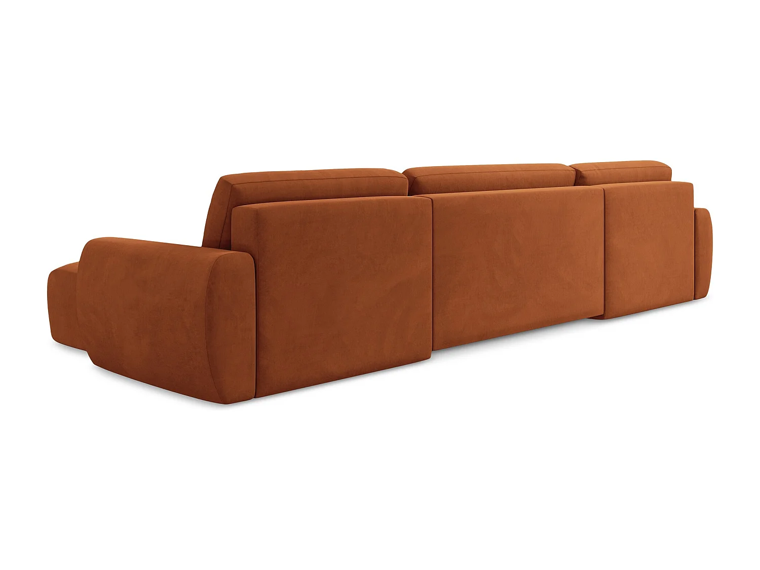 Sofa panoramiczna z funkcją spania - z tkaniny welwetowej - terakota - ANELA